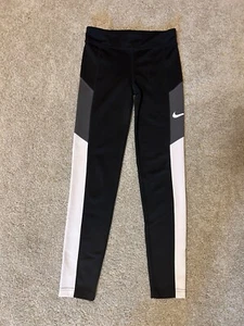 NIKE Dri-FIT Tight Fit Leggings Black, Gray & White Girls Size Large - EUC - Picture 1 of 3