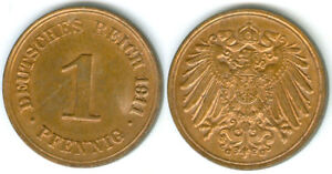 Empire 1 Pfennig 1911 G Presque Pièce de Monnaie Jusqu'À