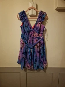 Next Petite Blue Pink And Purple Short Lightweight Dress Size 10 - Picture 1 of 4