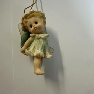 Green Cherub Angel Christmas Ornament Vintage Fairy Aesthetic 3.5”  - Picture 1 of 4