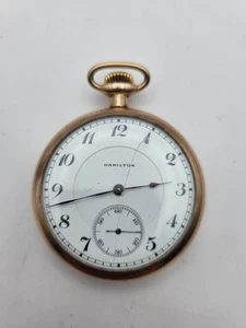 Hamilton 956 Size 16, 17 Jewels 10k Gold Filled Pocket Watch 1919 Running - Picture 1 of 10