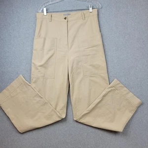 COS Pants Womens 10 Khaki Beige Utility Patch Pocket Stretch Wide Leg Chino - Picture 1 of 11