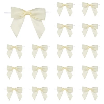 50 шт. предварительно завязанные банты атласная лента банты 3,5 дюйма завязки подарок банты светло-желтый - Изображение 1 из 4