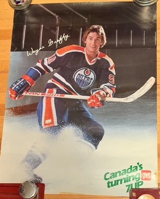 Vintage Wayne Gretzky 7UP Wall Poster NHL Edmonton Oilers Hockey 1980's - Image 1 of 2