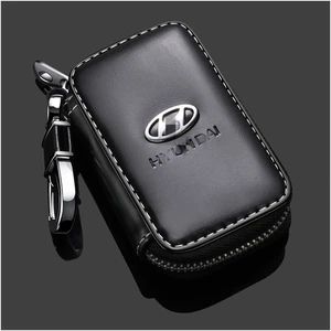 New Leather Car Key Case Bag Keychain Remote Key Fob Cover for Hyundai - Picture 1 of 9