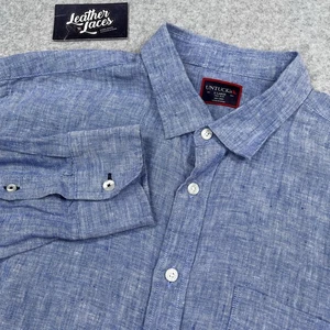 UNTUCKit Hemd Herren X-Large Tall XLT Slim Blau Langarm Knopfleiste 100% Leinen - Bild 1 von 10