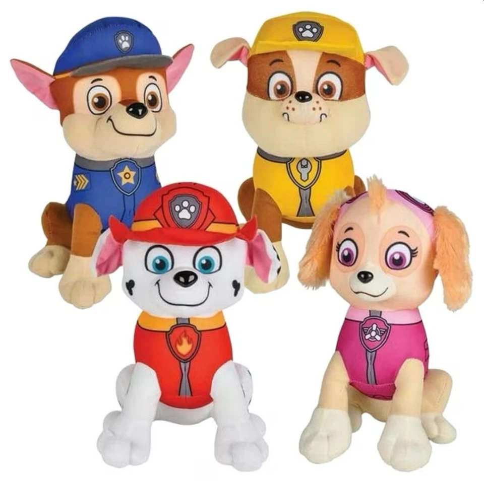 New 8" Paw Patrol Plush Stuffed Animal Toy Set: Chase, Rubble, Marshall & Skye - Image 1 of 1