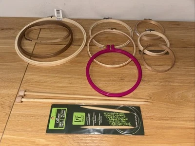 Vintage Lot of 11 Pcs Round  And Oval Embroidery Hoops And Netting - Image 1 of 4