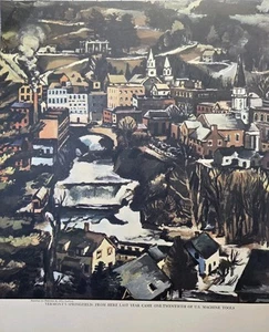 Springfield Vermont Druck nach Allen Saalburg Gemälde Druck Anzeige 1941 - Bild 1 von 4