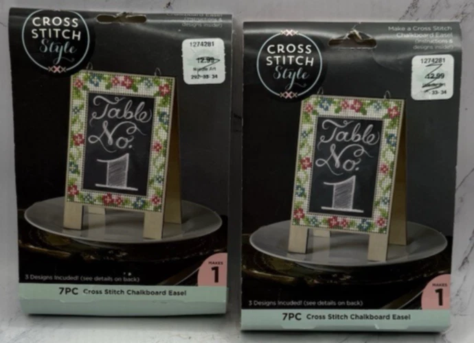 Wood Chalkboard Easel Punched for Cross Stitch Kit 671295600642