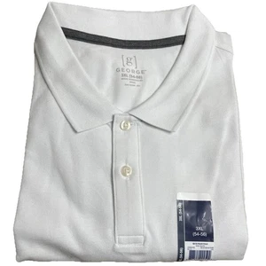 Camisa Polo George Para Hombre Talla 3XL (54-56) Blanca Algodón Suave 2 Botones Manga Corta - Imagen 1 de 4