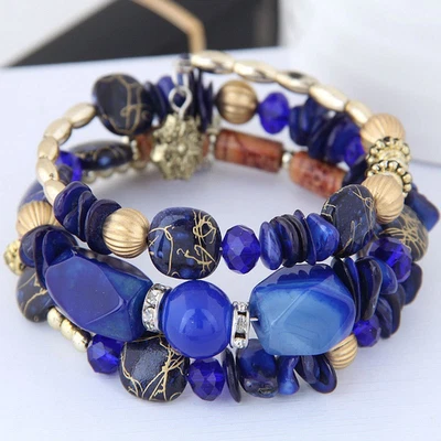 Unisex Bohemian Multilayer Armband mit Türkis Achat und für Kristallsteine - Bild 1 von 4