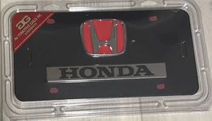 HONDA Black Stainless Steel vanity license plate tag RAISED 3-D LOGO - Picture 1 of 2