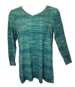 LuLaRoe Sz. S Pullover LS Hi-Lo Tunic Top Heathered Teal Greens Stripe NWOT - Picture 1 of 11