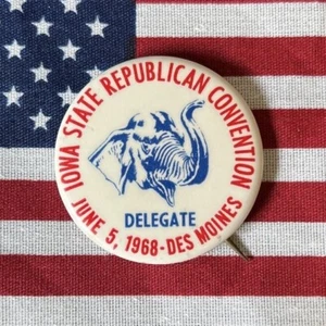 Botón de la Convención Republicana del Estado de Iowa 1968 - Imagen 1 de 1
