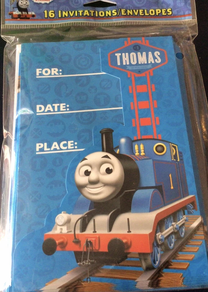 Thomas The Tank & Friends 16 模切派对邀请函和信封 全新! — 第 1/1 张图片