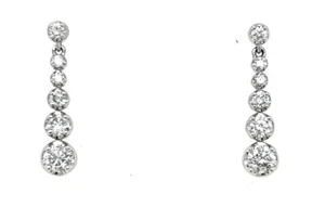 14k White Gold Natural Diamond Drop Dangle Earrings - Picture 1 of 1