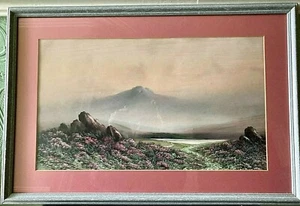 Watercolour Painting Landscape , Highland Scene Mountains, Heather Framed Signed - Picture 1 of 5