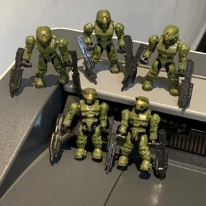 5x HALO MEGA BLOKS GREEN UNSC SPARTAN MARK IV MINI FIGURE &10 Guns Toys Gift #Z - Picture 1 of 9