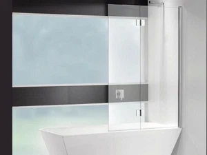 Semi Frameless Over Bath Screen Shower Door Tempered Glass & Fixed - Picture 1 of 3