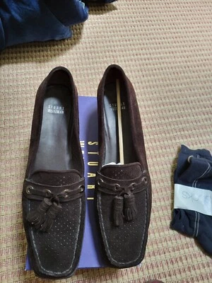 NIB Stuart Weitzman "Cardona" Cola Suede Wedge with Tassel Size 12 M - Image 1 of 4