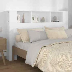 Wooden Headboard with Bed Storage Shelf Rack Head Bedhead White Queen Size 160cm - Picture 1 of 8