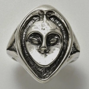 Crone Ring .925 Sterling Silver Size 7 Wise Owl Woman ring Goddess Crone Ring - Picture 1 of 15