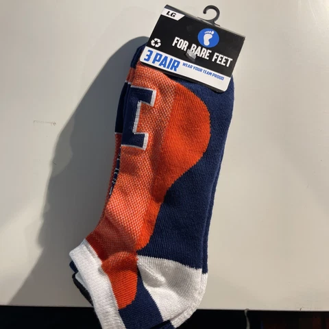 NEW ILLINOIS ILLINI COLLEGE SOCKS 3 PACK LARGE 10-13 ORANGE NAVY BLACK Cover