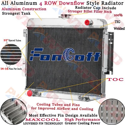 Aluminum 4 Row Radiator For Dodge Charger 500 R/T 7.0L 7.2L V8 Big Block 1966-69 Foto 1 de 4