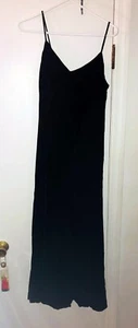 DKNY Black Velvet Midi Dress Women's Size 10 Nylon Silk Thin Strap - Picture 1 of 2