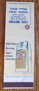 CUBIERTA DX GASOLINERA MATCHBOOK: CASS MOTORS SLOAN, IOWA CUBIERTA VACÍA -D7 - Imagen 1 de 2