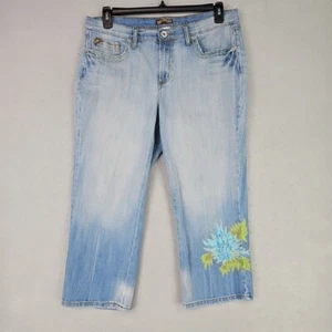 Department Of Peace Y2K Jeans Womens 14 Light Blue Beaded Embroidered Hippie - Picture 1 of 9