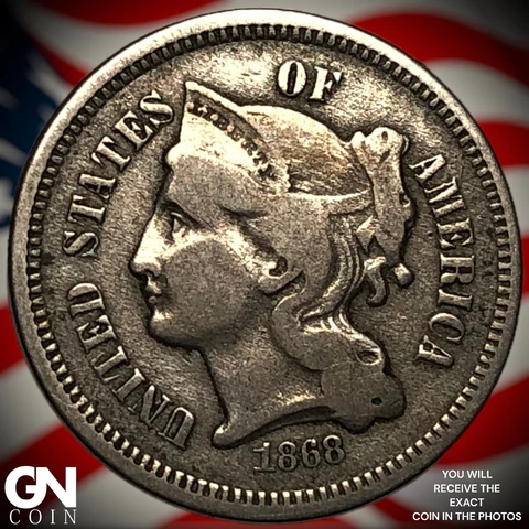 1868 3 Cent Nickel Piece  Q8135 Cover