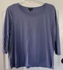 Talbots 3X Blue 3/4 Sleeve Scoop Neck T-Shirt Tee Top Shirt