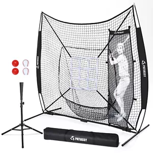 7x7' Baseball Softball Hitting Pitching Practice Net with Batting Tee and Batter - Picture 1 of 7