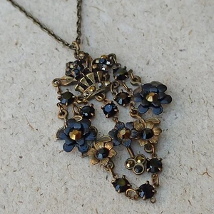 Michal Negrin Necklace Black Cluster Floral Gothic Chandelier Crystals Gift NWT - Picture 1 of 10