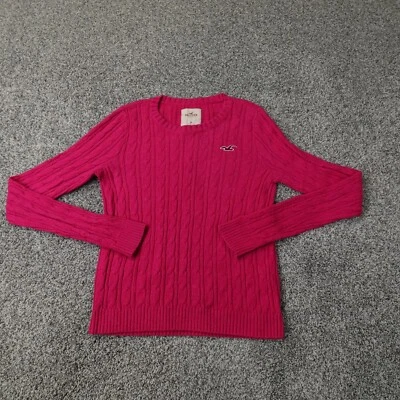 Suéter Hollister Mujer Mediano Rosa Irlandés Cable Aran Tejido Pescador Sudadera Foto 1 de 4