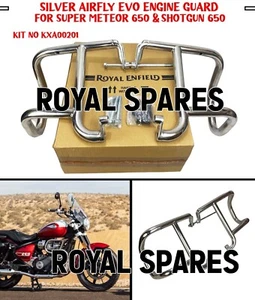 SILVER AIRFLY EVO ENGINE GUARD For Royal Enfield Super Meteor 650 & Shotgun 650 - Picture 1 of 21