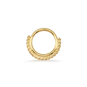 14k Solid Yellow Gold Septum Ring with One Sided Filligree Daith Conch Helix 18g - Picture 1 of 2