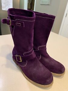 UNITED COLORS of BENETTON Women's Purple Suede Leather Boots Size 39