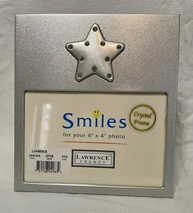 Lawrence Crystal Picture Frame 6x4 Silver Glitter Free Standing Star New - Imagen 1 de 6