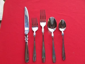 Forever Pattern 5 Piece Place Set By Bon Chef 18/10 Stainless Salesman Samples - Picture 1 of 6