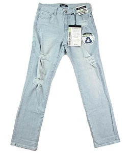 Pantalones de mezclilla D. para mujer talla 6 29 x 27,5 cintura alta desgastados puños azul claro NUEVO - Imagen 1 de 5