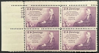 U.S. Scott 737, P.B. of 4, Mothers of America Issue, Rotary Press Very Fine, MNH - Image 1 of 2