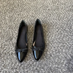 Kate Spade Eleni Flex überbackene Ballerinas Schuh 8 schwarz Lackleder spitz - Bild 1 von 8