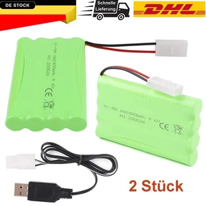 2x 2400mah 9,6v Ni-mh Aa Akkus Tamiya Stecker Usb-ladegerät Für Rc Car Auto Boot - Bild 1 von 8