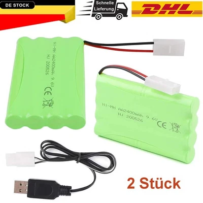 2x 2400mah 9,6v Ni-mh Aa Akkus Tamiya Stecker Usb-ladegerät Für Rc Car Auto Boot - Bild 1 von 4