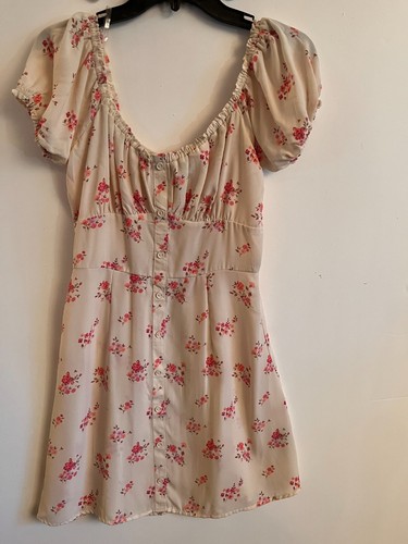 VETEMENTS Abito Trixxi Juniors piccolo rosa floreale scollo a scoop cappuccio maniche Y2K babydoll