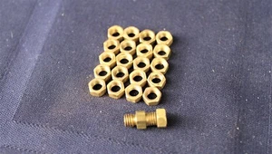 20 Vintage McCoy Hornet Dooling 10-32 Brass Needle Valve Jet Fitting Nut - Picture 1 of 2