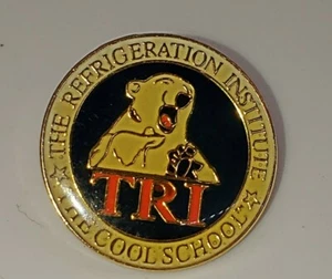 Vintage Refrigeration Institute School Lapel Pin Polar Bear The Cool School 1" - Picture 1 of 3
